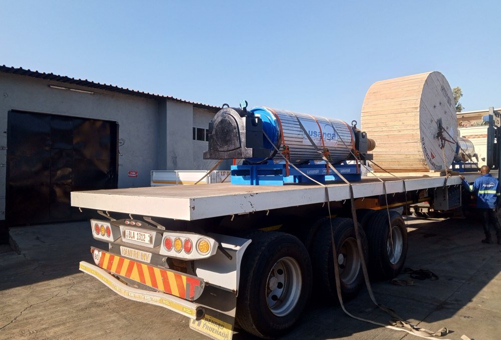 Completed Flexco lagged pulley ready for dispatch